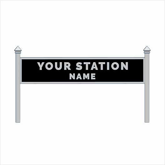 OO Scale Pre-Coloured Single-Sided Personalised Steam-Era Station Name Board - Style 1 - Two Lines of Text