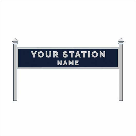 OO Scale Pre-Coloured Single-Sided Personalised Steam-Era Station Name Board - Style 1 - Two Lines of Text