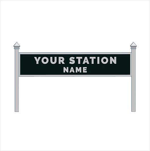 OO Scale Pre-Coloured Single-Sided Personalised Steam-Era Station Name Board - Style 1 - Two Lines of Text