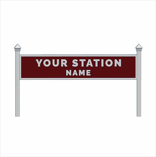 OO Scale Pre-Coloured Single-Sided Personalised Steam-Era Station Name Board - Style 1 - Two Lines of Text