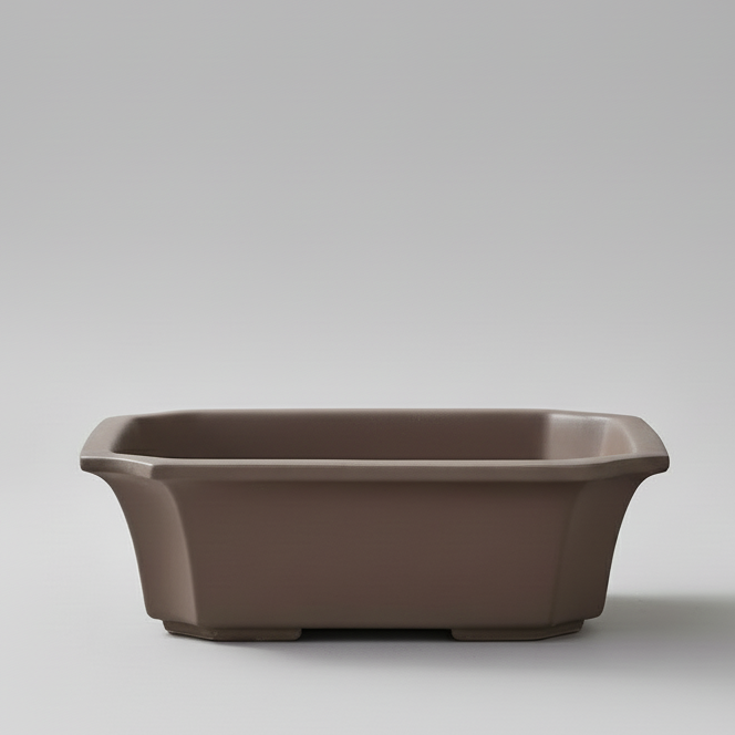 22cm Premium Unglazed Bonsai Pot | Rectangle | 22cm x 18cm x 7cm | Brown