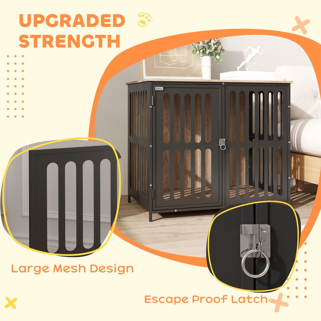 PawHut Dog Crate Furniture with Anti-Chew Resistant Mesh for Medium Dogs