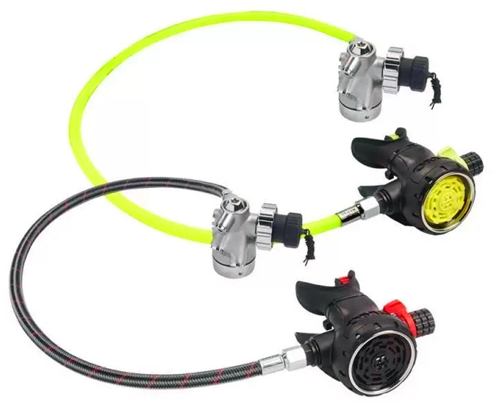 OMS PVD Black Airstream Evoque Regulator DIN Regulator & Octopus with 75cm & 100cm Miflex Hoses S13318003