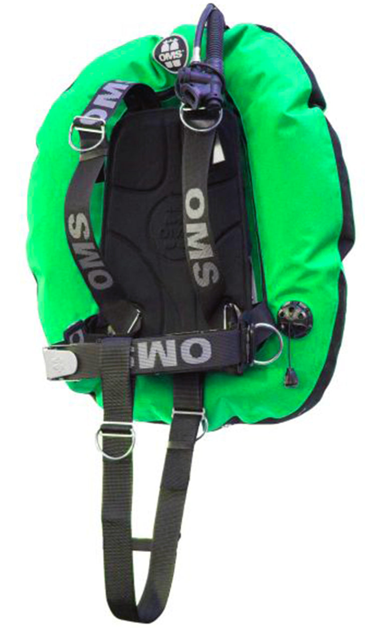 OMS Lizard Green/Black 45Lb20Kg Stainless Steel SmartStream Twin Tank BC System with Performance Double Wing S11718007