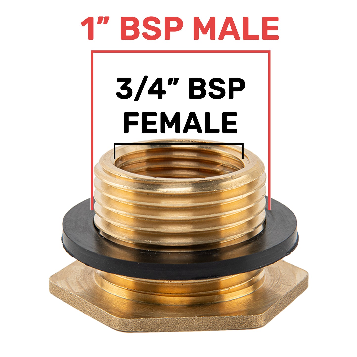 Water Butt Brass 1" BSP Male - 3/4" BSP Female