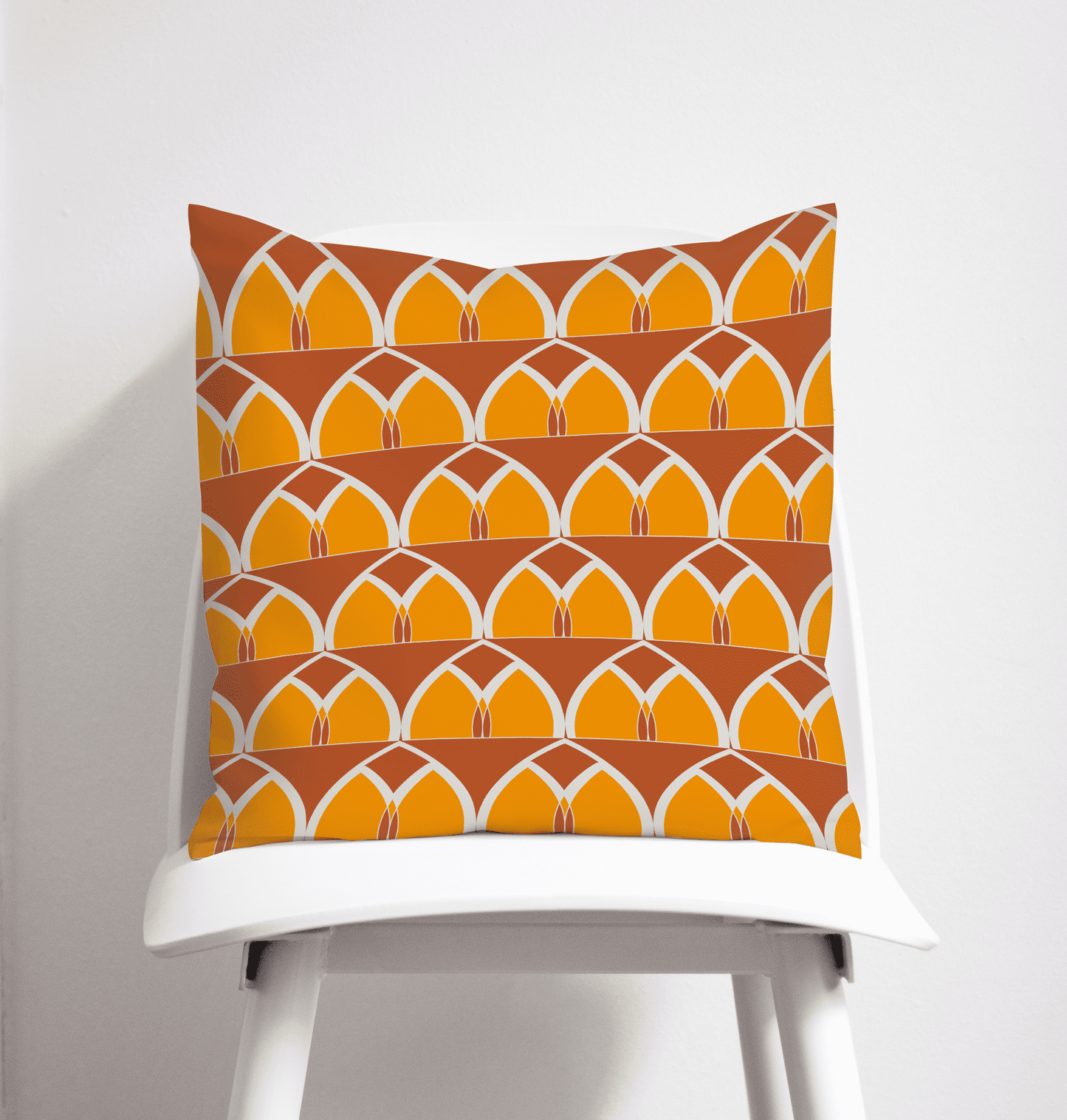 Orange and Yellow Geometric Arches Design Cushion, Throw Pillow