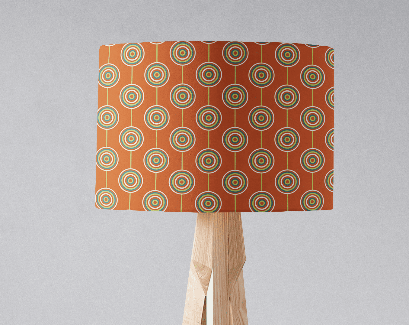 Orange Retro Circles Design Lampshade, Ceiling or Table Lamp Shade