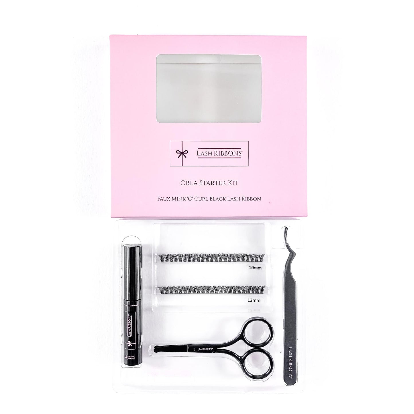 Boxed 'C' Curl Black Half Lash Ribbons® Starter Kit (With Ultimate Bond)