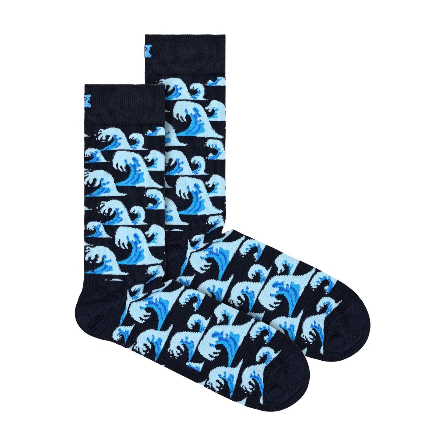 1 Pack Mens & Ladies Cotton Blue Waves Design Socks