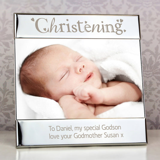 Personalised Silver Christening 6x4 Inch Photo Frame