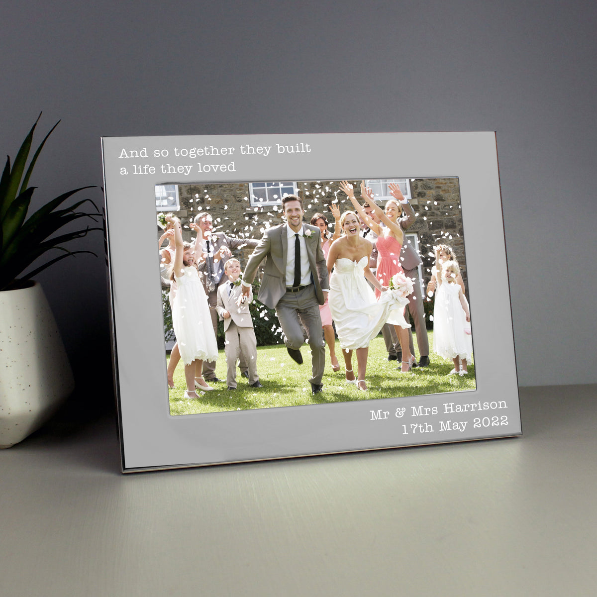 Personalised Free Text 5x7 Inch Silver Photo Frame