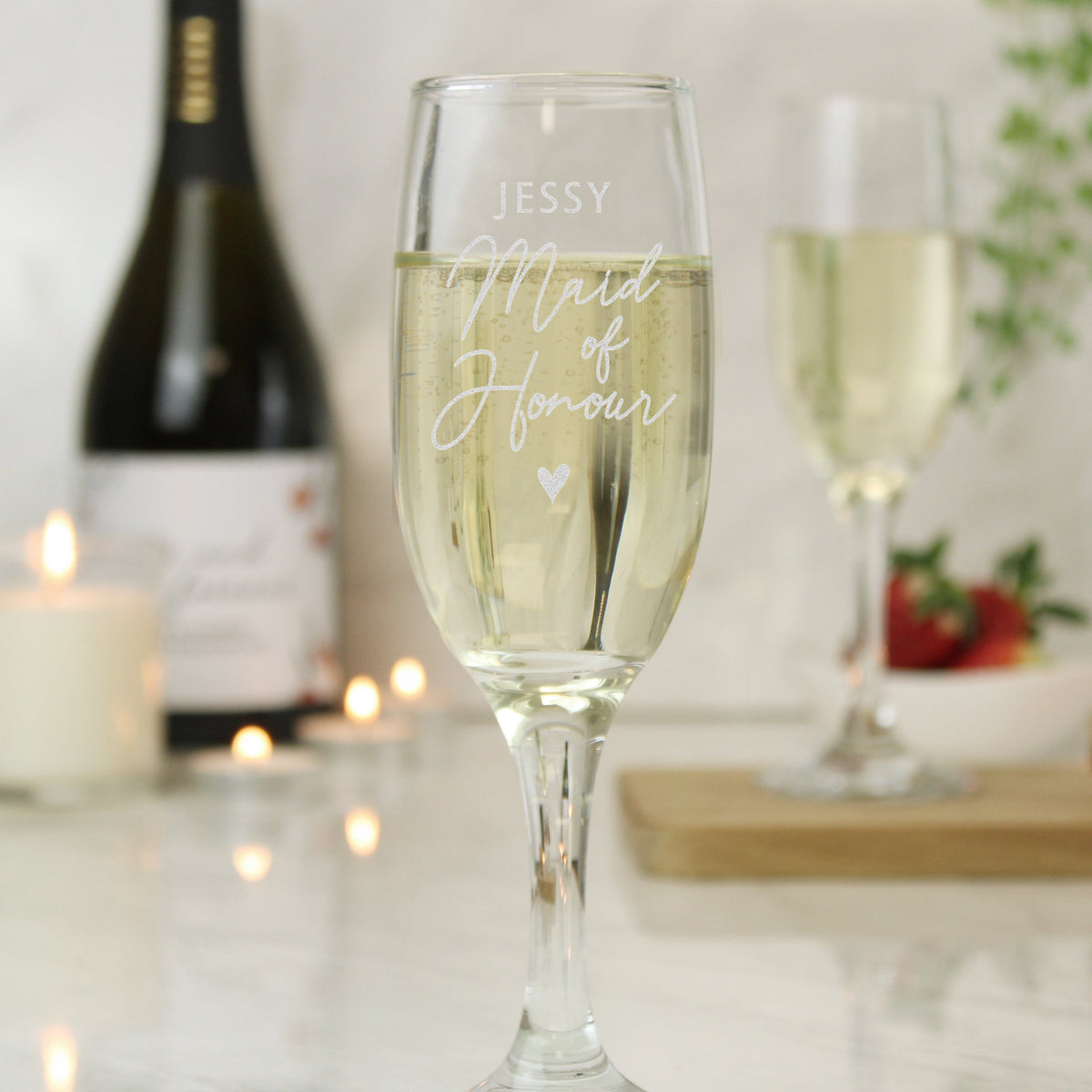 Personalised Maid Of Honour Flute Glass