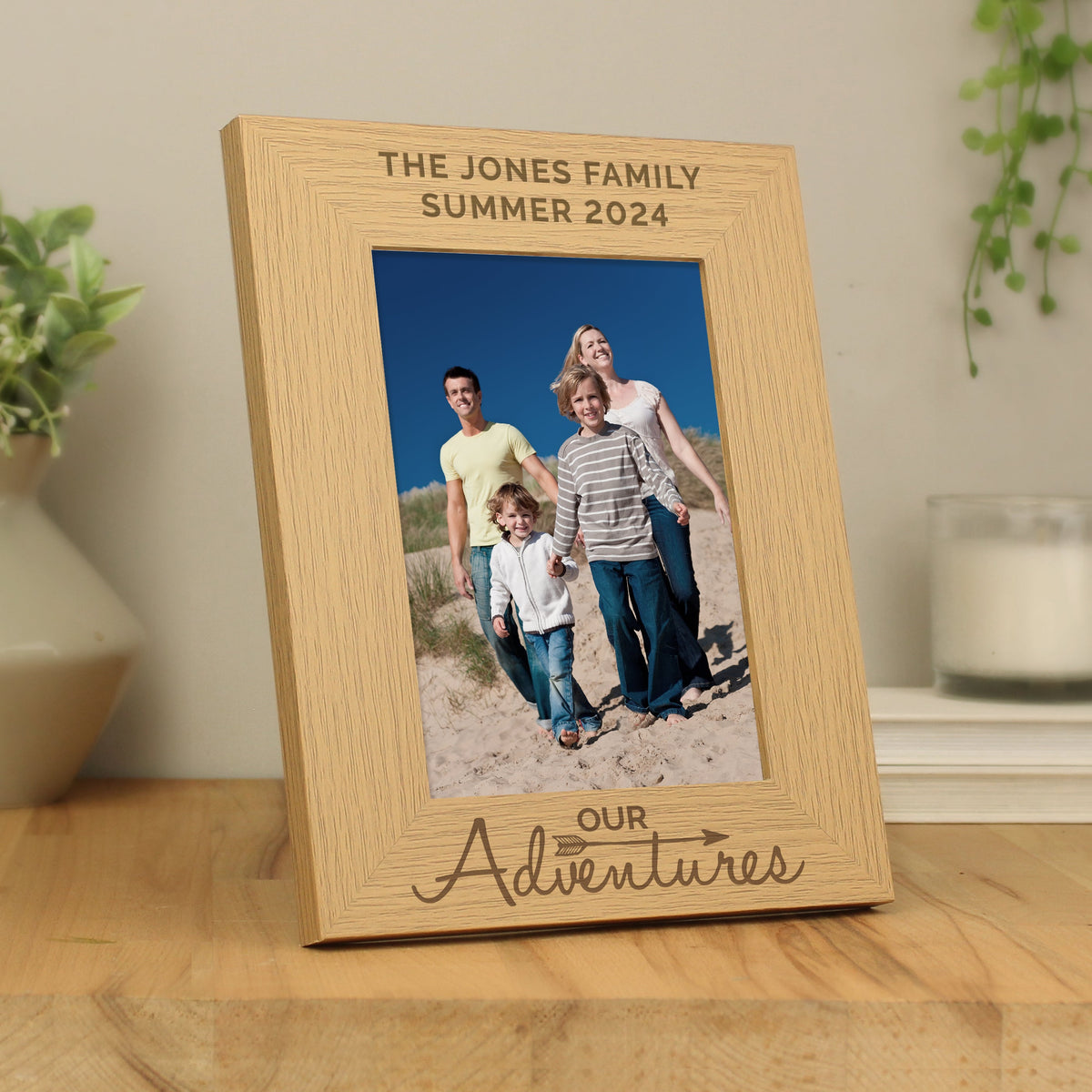 Personalised Our Adventures 5x7 Inch Wooden Photo Frame