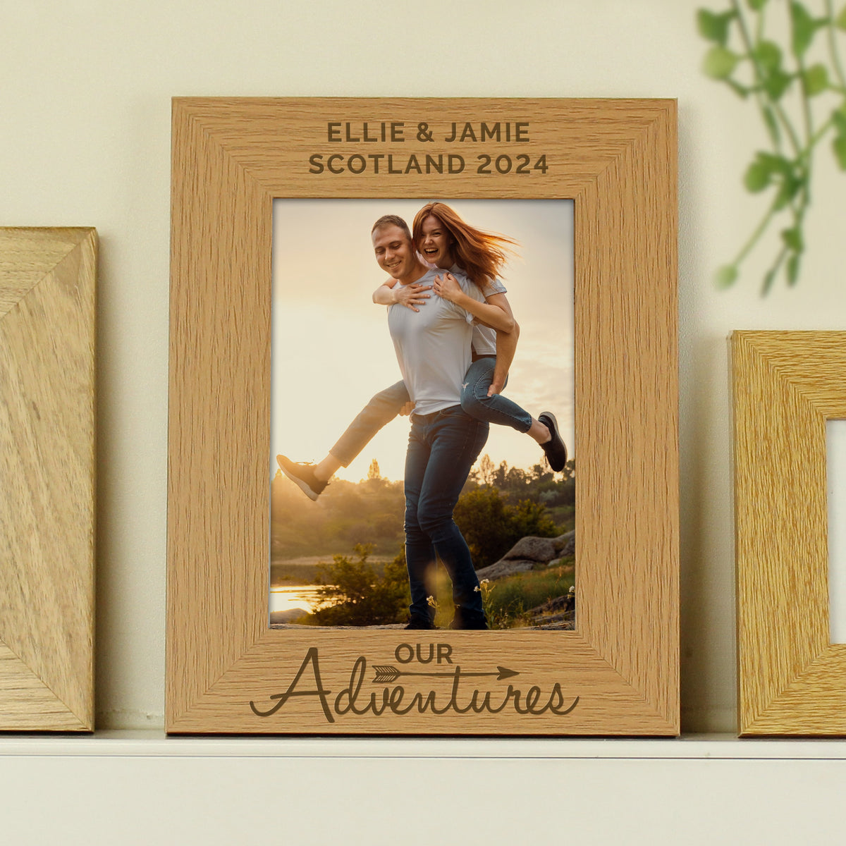 Personalised Our Adventures 5x7 Inch Wooden Photo Frame