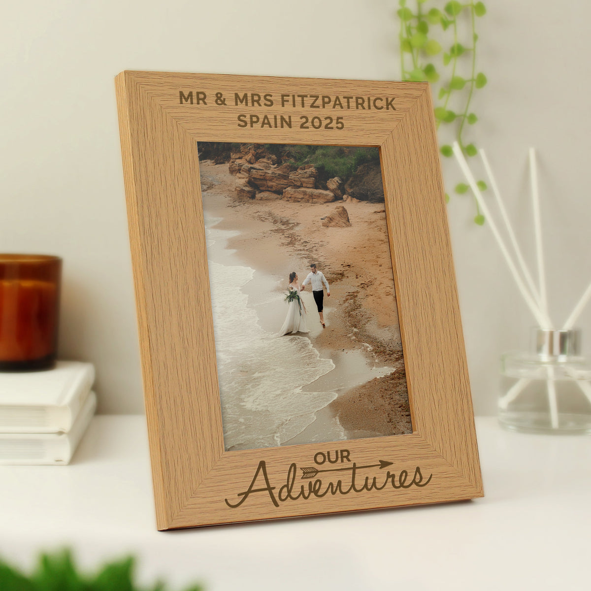 Personalised Our Adventures 5x7 Inch Wooden Photo Frame