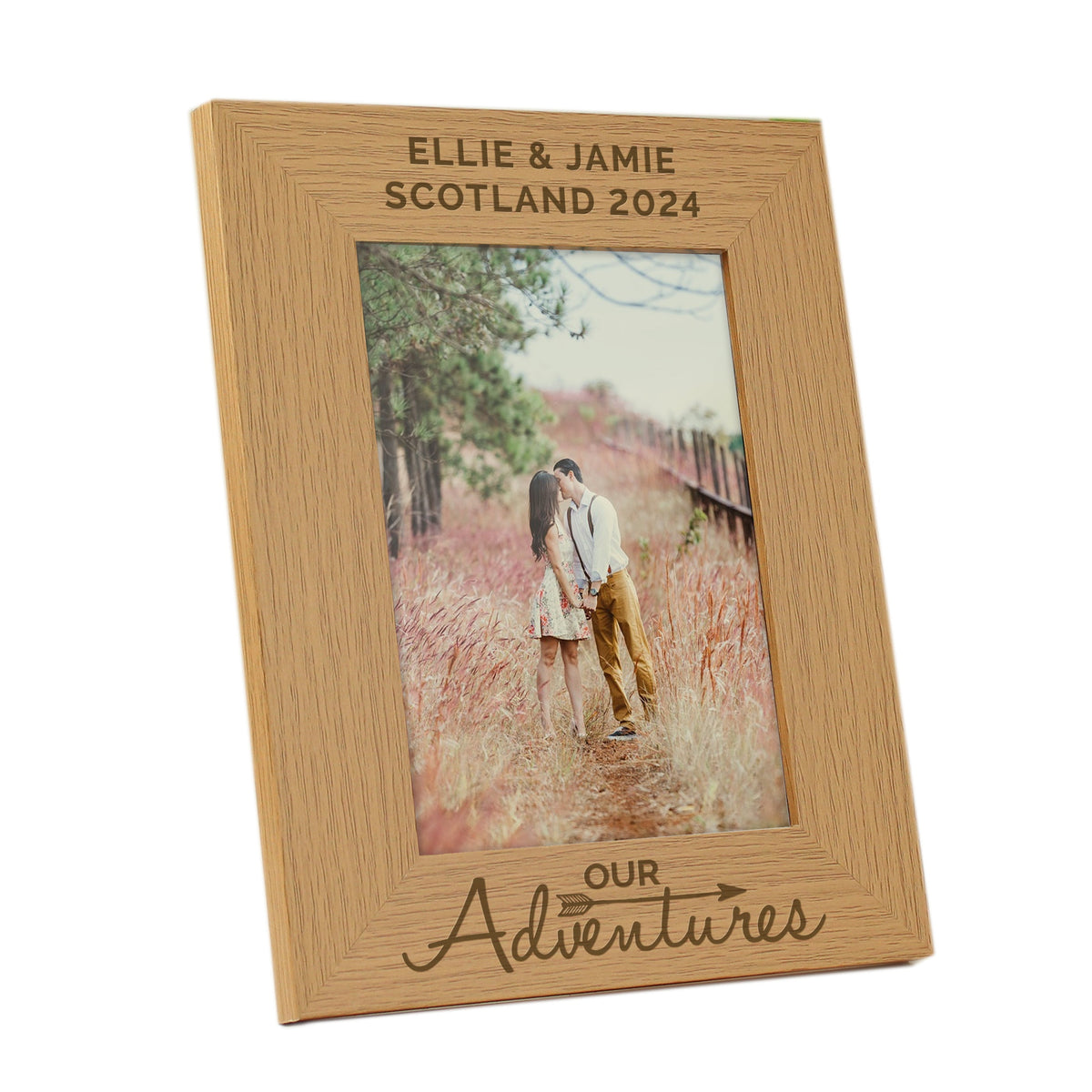 Personalised Our Adventures 5x7 Inch Wooden Photo Frame