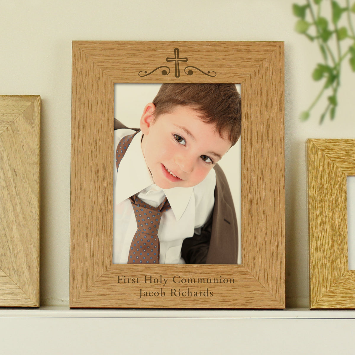 Personalised Religious Swirl 5x7 Inch Wooden Photo Frame