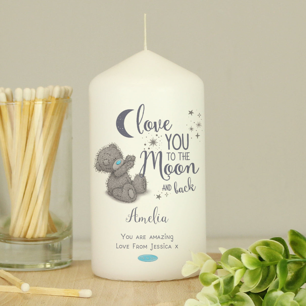 Personalised Me To You 'Love You To The Moon And Back' Pillar Candle