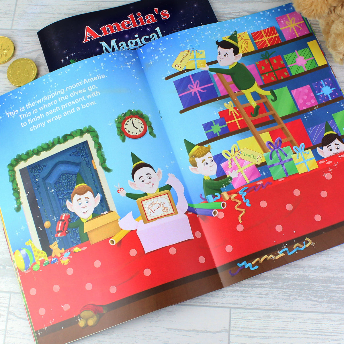 Personalised Magical Christmas Adventure Story Book And Personalised Teddy Bear