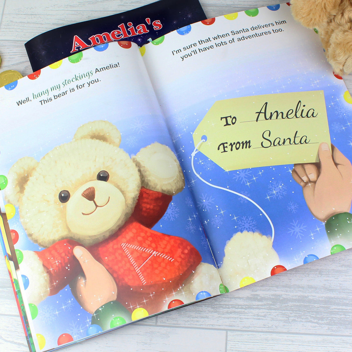 Personalised Magical Christmas Adventure Story Book And Personalised Teddy Bear