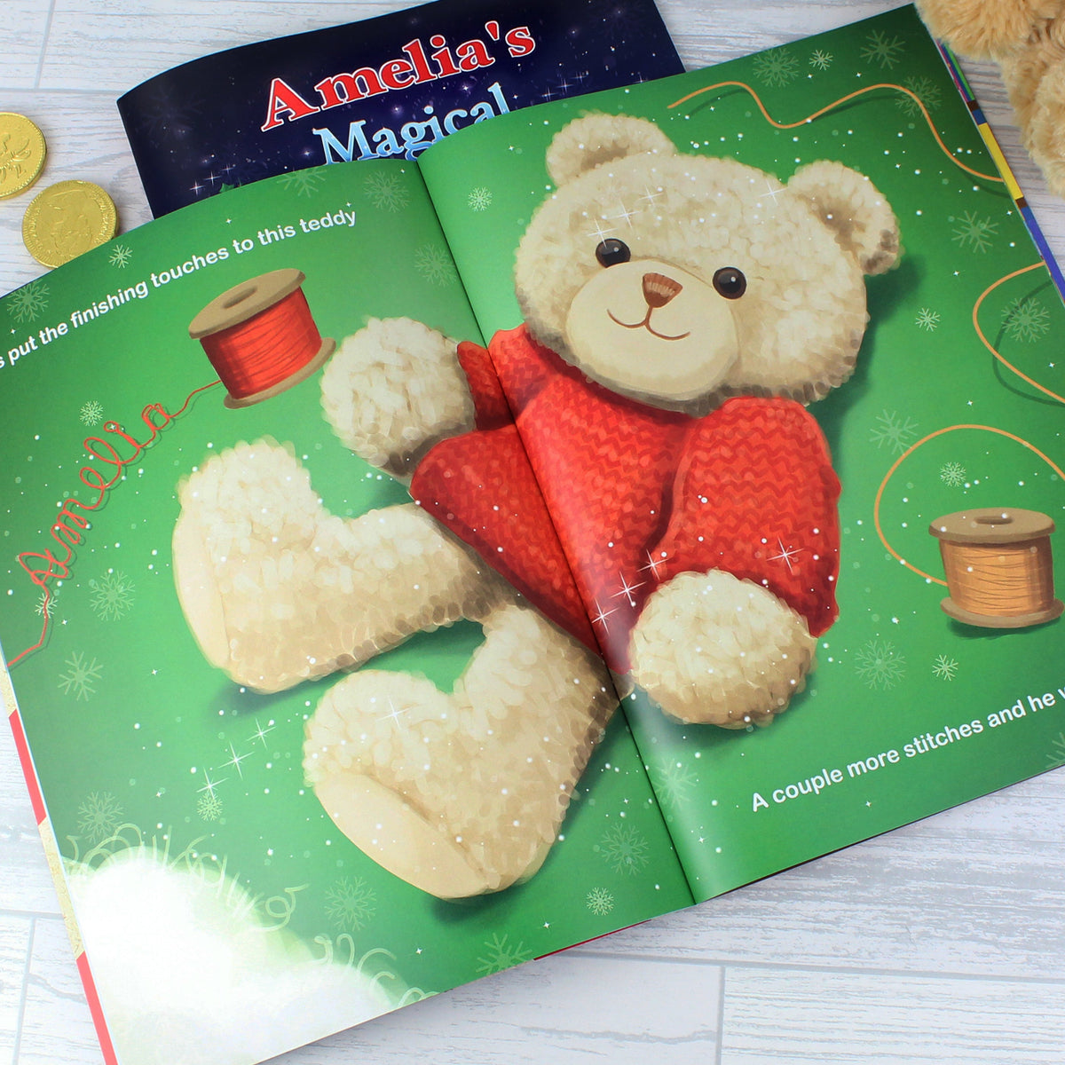 Personalised Magical Christmas Adventure Story Book And Personalised Teddy Bear