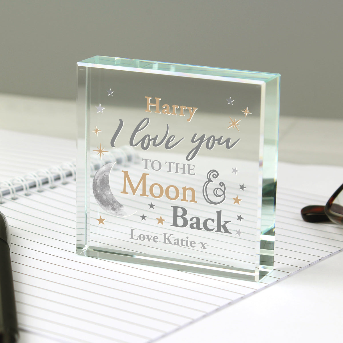 Personalised To The Moon And Back... Large Crystal Token