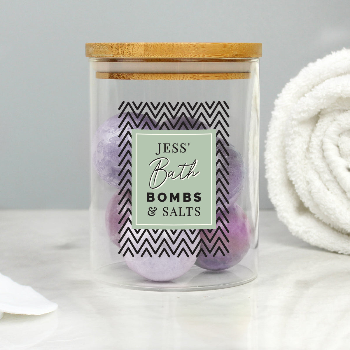 Personalised Relax Soak Unwind Glass Jar With Bamboo Lid
