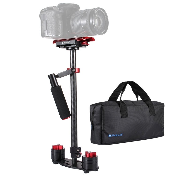 PULUZ 38.5-61cm Carbon Fibre Handheld Stabilizer for DSLR & DV Digital Video & Cameras, Load Range: 0.5-3kg, P60T Black, P60T Blue, P60T Red, RU Stock P60T Black