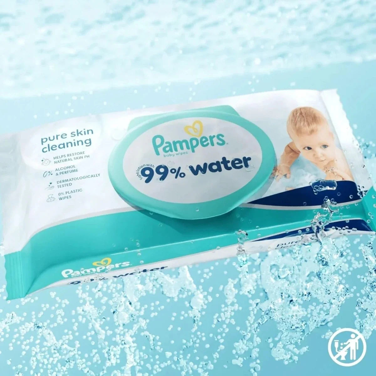 Pampers 99% Water Plastic Free Baby Wipes 9x60 pcs