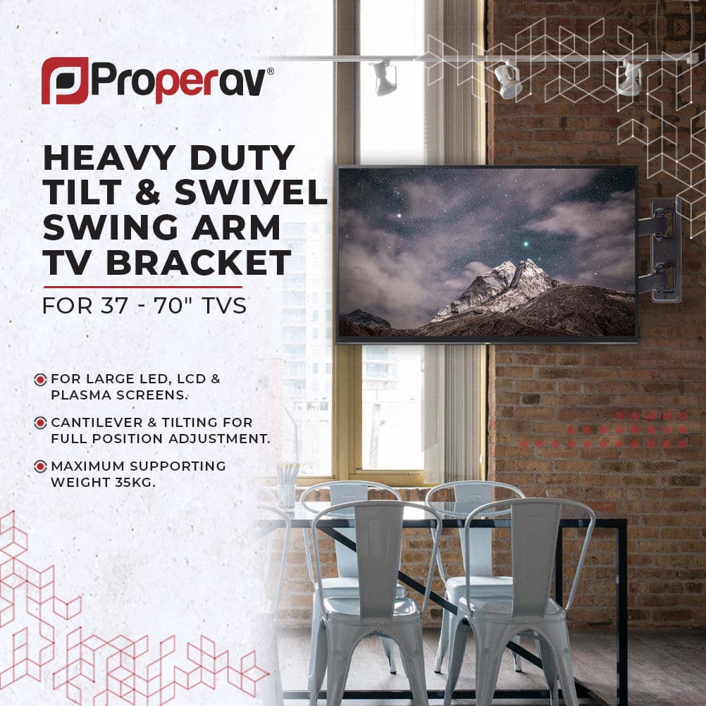 ProperAV TV Wall Bracket (37" - 70" / 35kg Capacity / VESA Max. 600x400) - Black