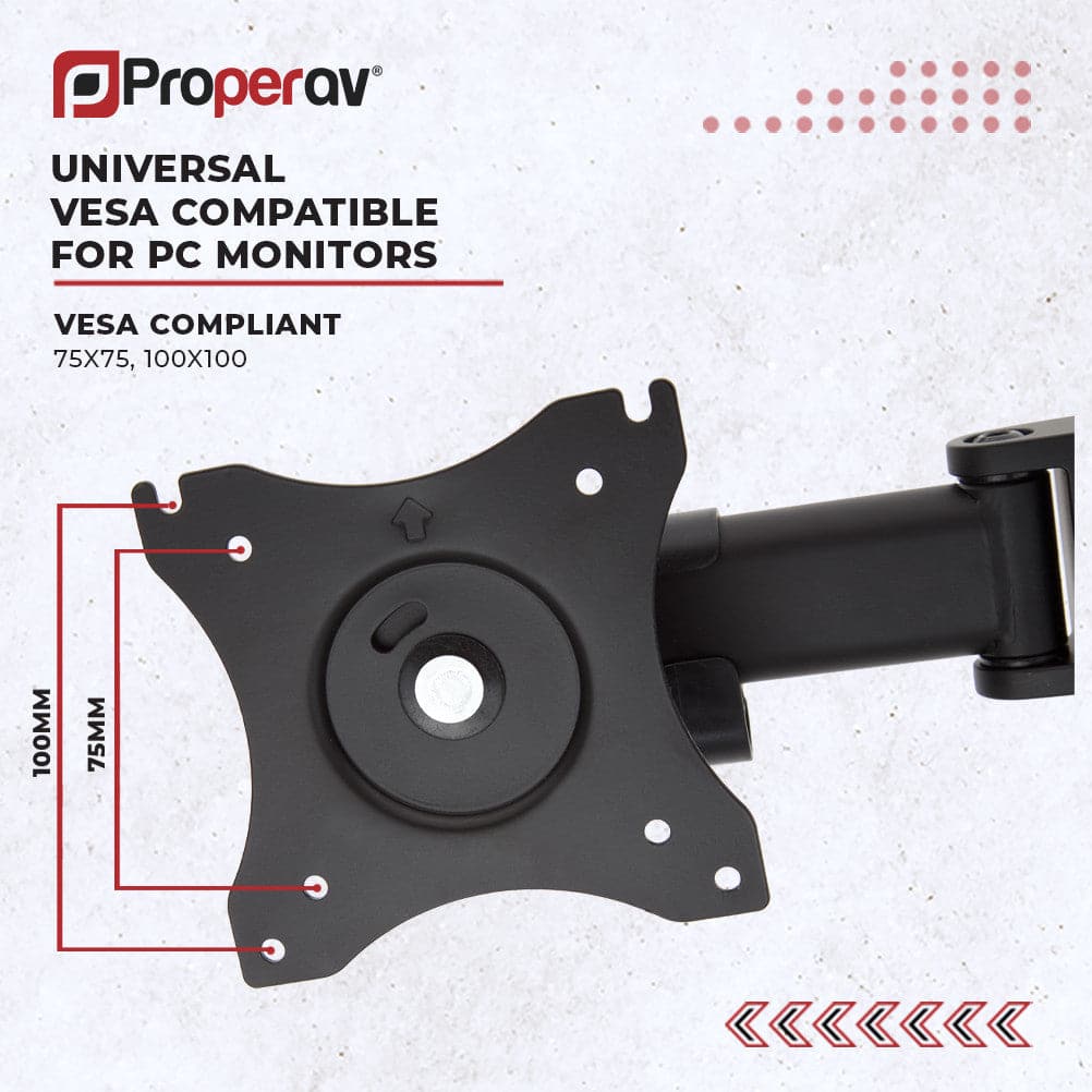 ProperAV Desk Monitor Mount 17" - 32" Dual Swing Arm VESA Max 100x100