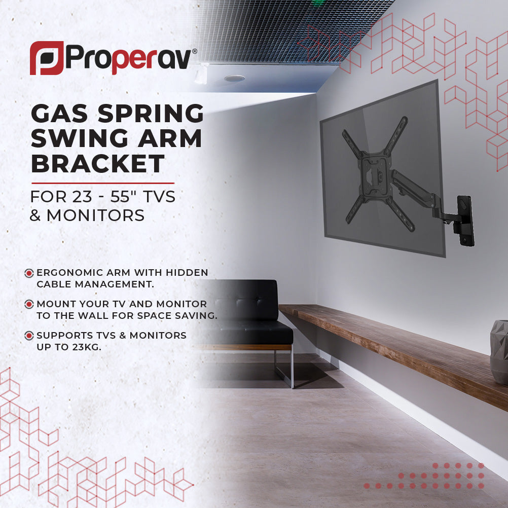 ProperAV TV Wall Bracket (23" - 55" / 23kg Capacity / VESA Max. 400x400) - Black