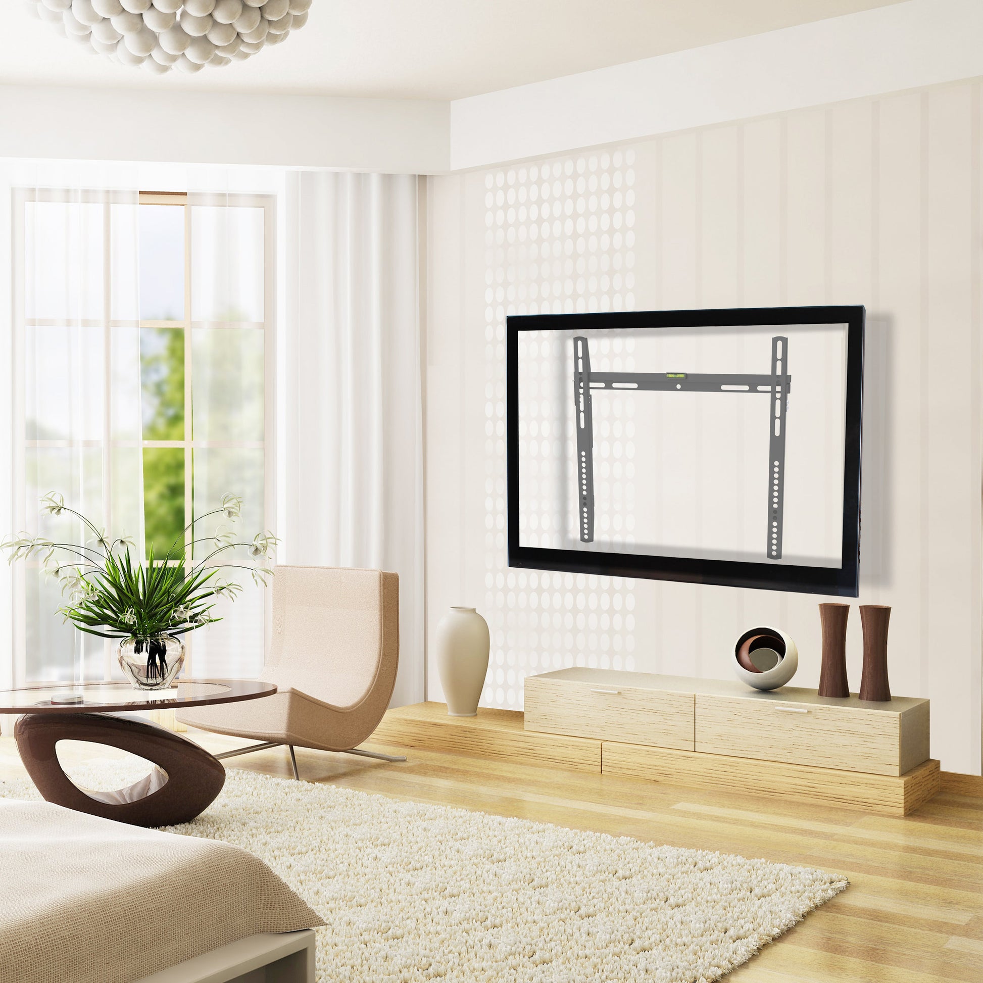 ProperAV Flat TV Wall Bracket (32" - 55" / 40kg Capacity / VESA Max. 400x400) - Black