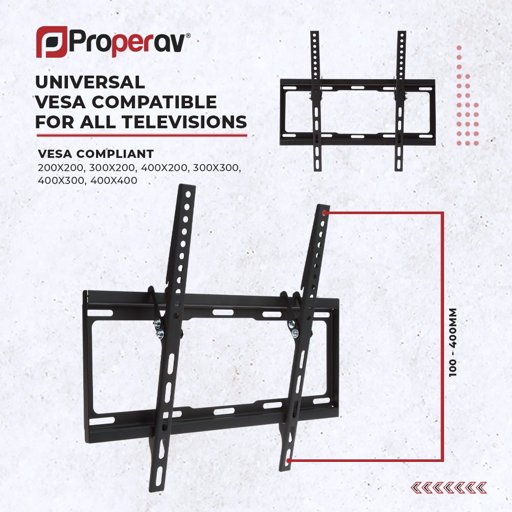 ProperAV Flat TV Wall Bracket (32" - 55" / 35kg Capacity / VESA Max. 400x400)