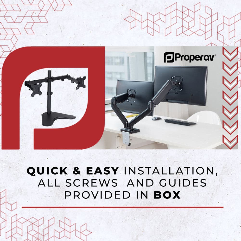 ProperAV Desk Monitor Mount 17" - 32" Extra Height Dual Articulated Swing Arm VESA Max 100x100