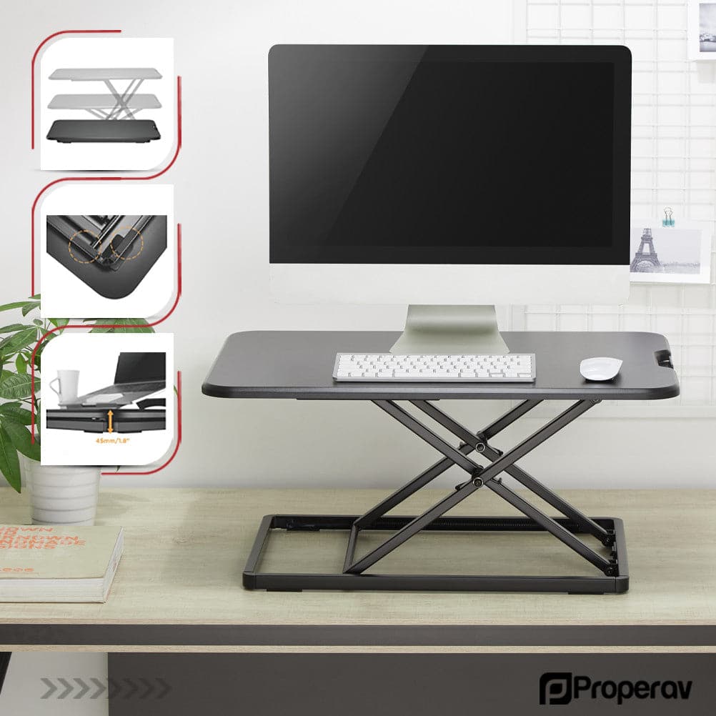 ProperAV LITE Stand Up Desk Converter with Variable Height Settings - Black
