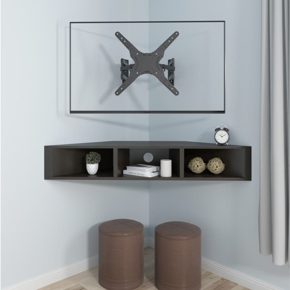 ProperAV Corner TV Wall Bracket (23" - 55" / 45kg Capacity / VESA Max. 400x400) - Black
