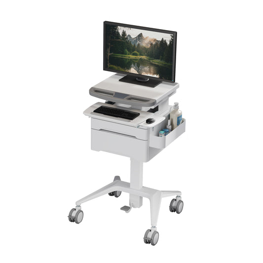 ProperAV Mobile Workstation Trolley Cart with Drawers