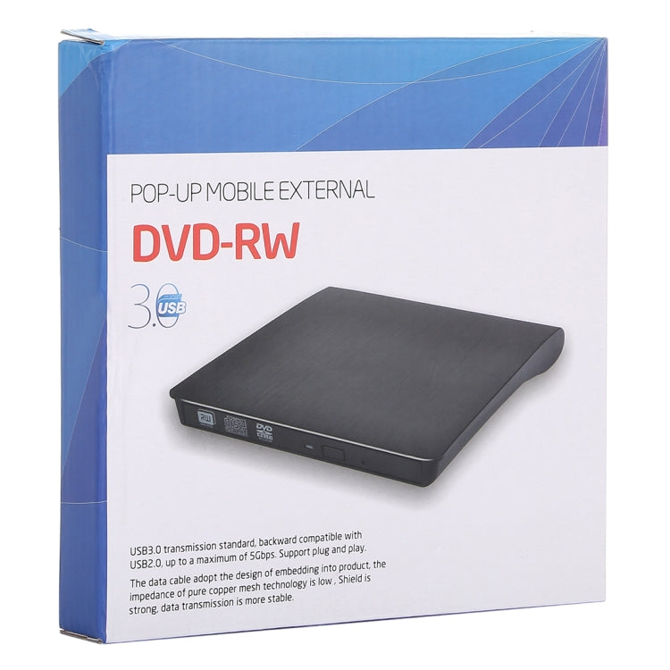 Brushed Texture USB 3.0 POP-UP Mobile External DVD-Rw DVD / CD Rewritable Drive External ODD & HDD Device, Brushed Texture DVD(B)