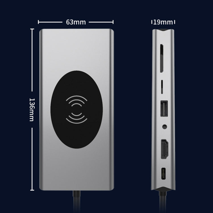Basix T15 15 in 1 USB-C / Type-C to HDMI + VGA + USB 3.0x4 + USB 2.0x3 + SD + TF + RJ45 + PD + 3.5 Audio + 10W Converter