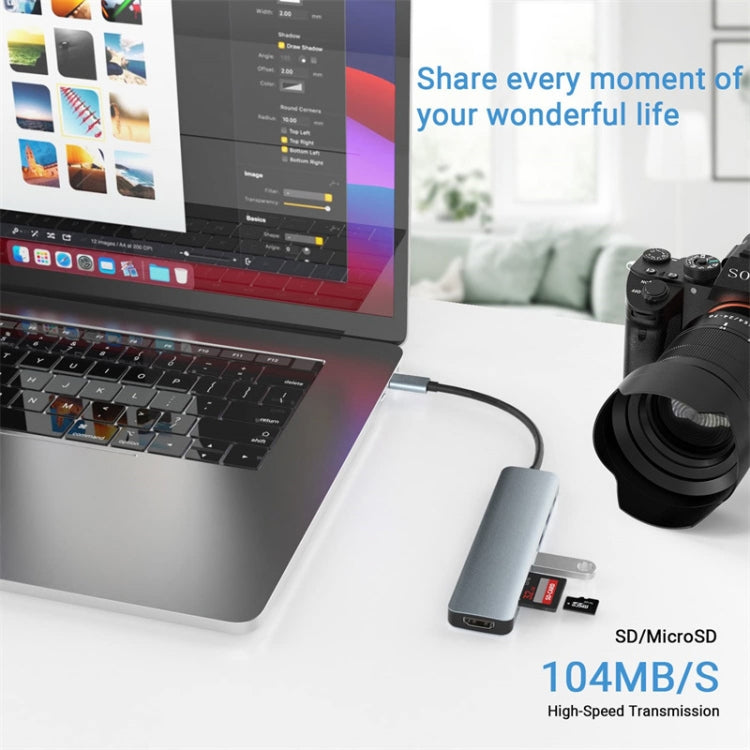 7 in 1 USB-C / Type-C to USB Docking Station HUB Adapter, 7 in 1