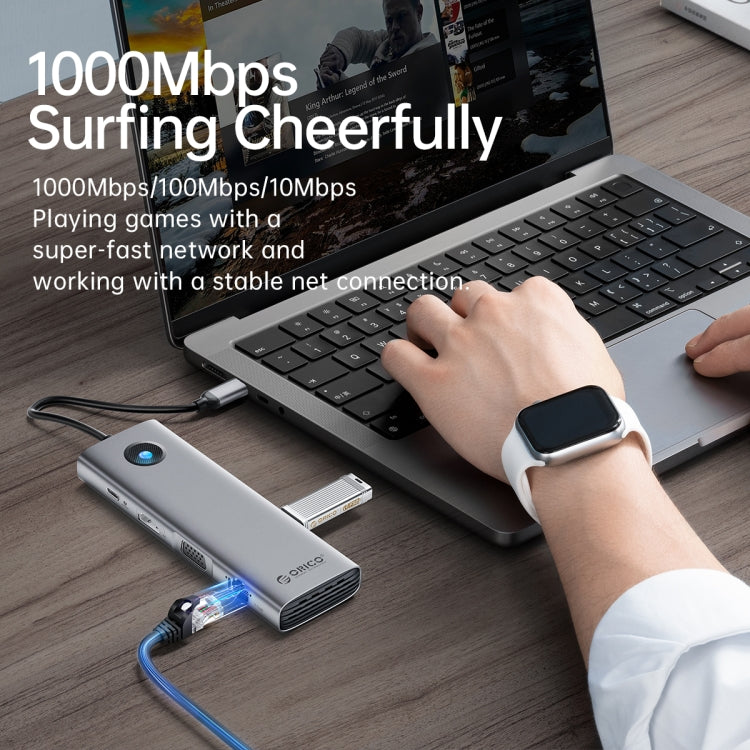 ORICO PW11-8PC Type-C / USB-C 8-in-1 5Gbps Multifunction Docking Station(Silver)
