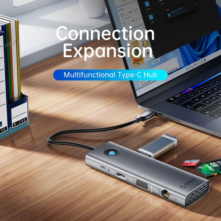 ORICO PW11-9P Type-C / USB-C 8-in-1 5Gbps Multifunction Docking Station(Silver)
