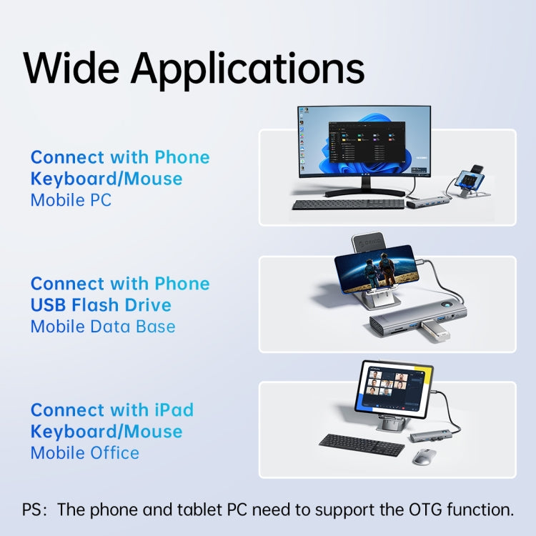 ORICO PW11-9P Type-C / USB-C 8-in-1 5Gbps Multifunction Docking Station(Silver)