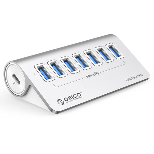 ORICO M3U7-G2 Aluminum Alloy 7-Port USB 3.2 Gen2 10Gbps HUB with 0.5m Cable, M3U7-G2 0.5m