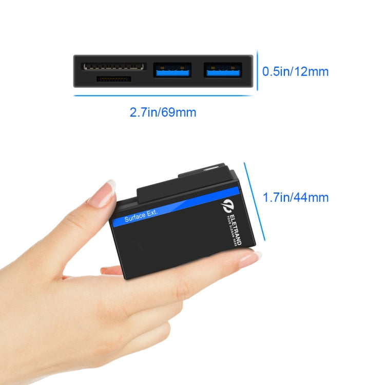 ROCKETEK RT-SGO737 2 USB 3.0 + Micro USB Interface Hub for Microsoft Surface Go, with 2 TF Card & SD Card Slots, RT-SGO737