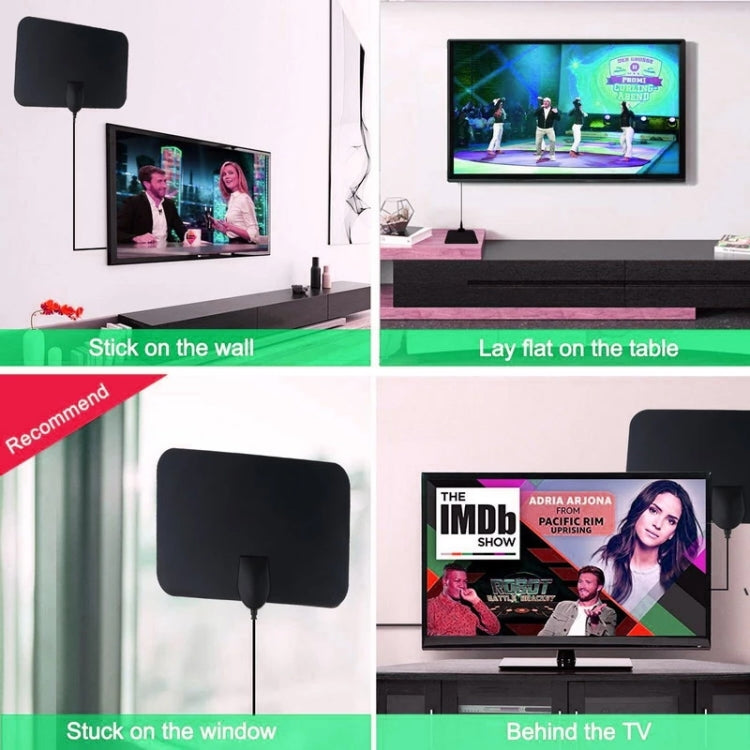 AN-1001 5dBi/25dBi Indoor  HDTV Antenna with Dual-side Sticker, VHF170-230/UHF470-862MHz(Black)
