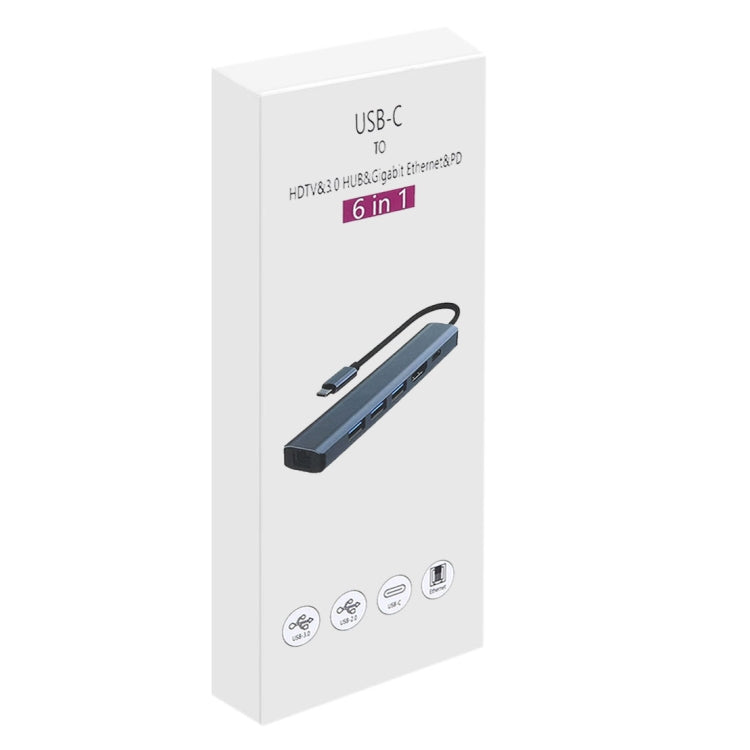 BYL-2210 6 in 1 USB-C / Type-C to USB Multifunctional Docking Station HUB Adapter with 1000M Network Port, BYL-2210