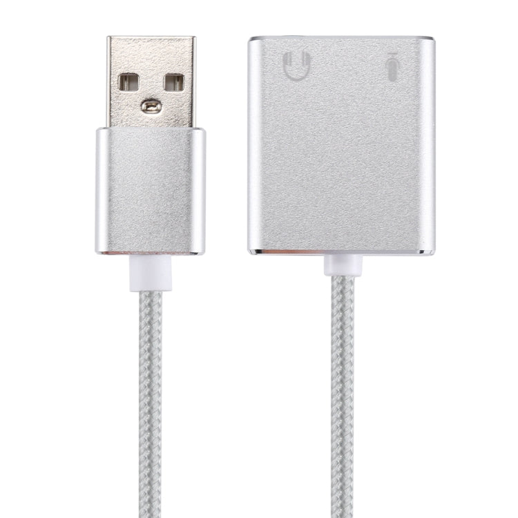 Aluminum Alloy Shell External USB Virtual 7.1 Channel Sound Card with 13cm Cable for PC Laptop