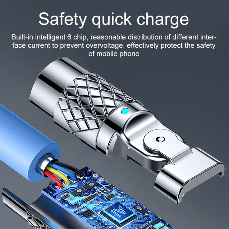Mech Series 6A 120W USB to Type-C 180-degree Metal Plug Fast Charging Cable, Length: 1.8m, 1.8m 180-degree Type-C